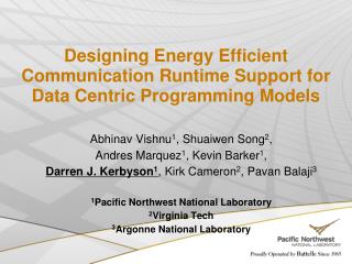 Designing Energy Efficient Communication Runtime Support for Data Centric Programming Models