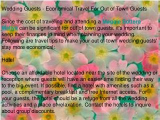 Wedding Guests - Economical Travel For Out of Town Guests