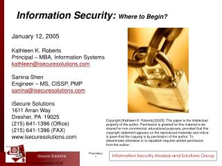 Information Security: Where to Begin?