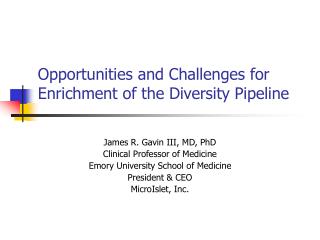 Opportunities and Challenges for Enrichment of the Diversity Pipeline