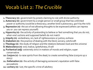 Vocab List 2: The Crucible
