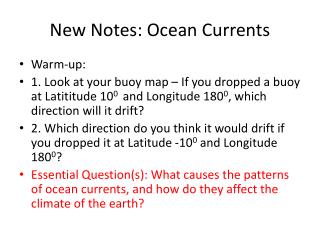 New Notes: Ocean Currents