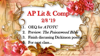 AP Lit & Comp 2/8 ‘19
