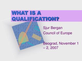 WHAT IS A QUALIFICATION?