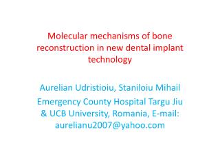 Molecular mechanisms of bone reconstruction in new dental implant technology