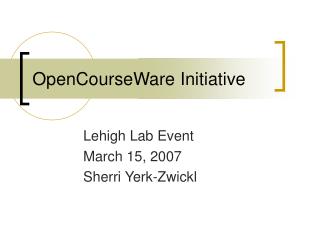 OpenCourseWare Initiative