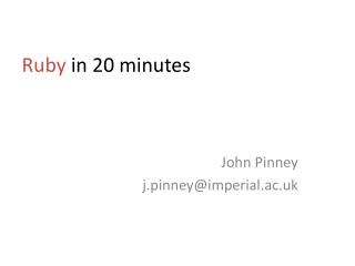 Ruby in 20 minutes
