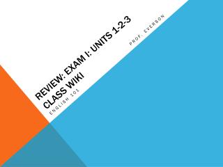Review: Exam I: Units 1-2-3 Class wiki