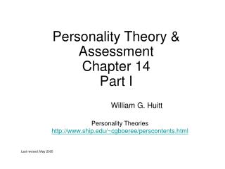 Personality Theory & Assessment Chapter 14 Part I