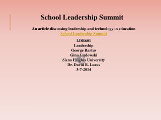 School Leadership Summit