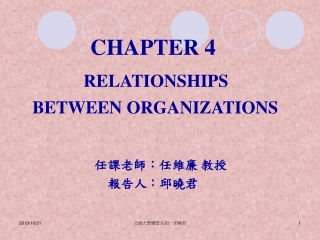 CHAPTER 4 RELATIONSHIPS BETWEEN ORGANIZATIONS 任課老師：任維廉 教授 報告人：邱曉君