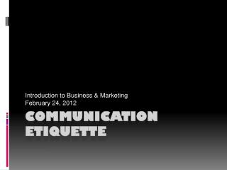 etiquette communication ppt