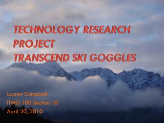Technology Research Project Transcend Ski Goggles