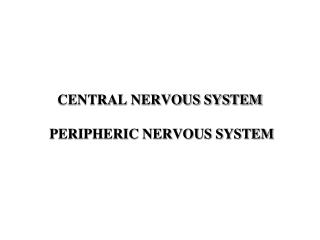 CENTRAL NERVOUS SYSTEM PERIPHERIC NERVOUS SYSTEM