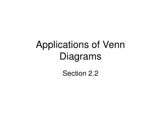 Applications of Venn Diagrams