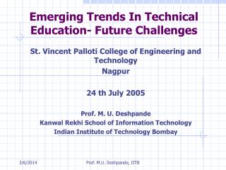 Emerging Trends In Technical Education- Future Challenges