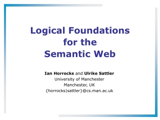 Logical Foundations for the Semantic Web