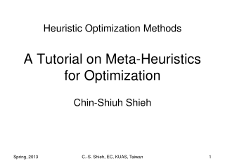 Heuristic Optimization Methods A Tutorial on Meta-Heuristics for Optimization