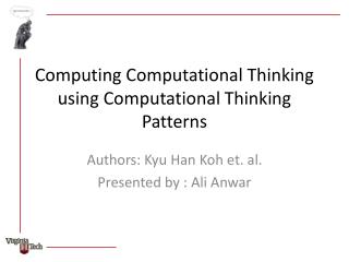 Computing Computational Thinking using Computational Thinking Patterns