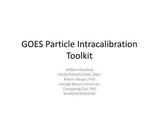 GOES Particle Intracalibration Toolkit