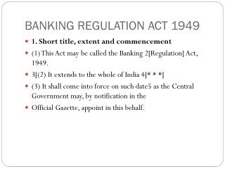 PPT - BANKING REGULATION ACT 1949 PowerPoint Presentation, Free ...