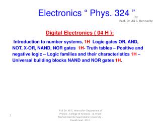 Electronics “ Phys. 324 ”