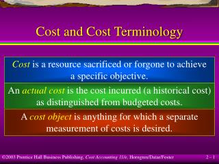 Cost and Cost Terminology