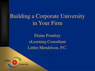 Building a Corporate University in Your Firm