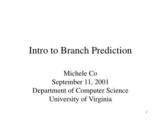 Intro to Branch Prediction