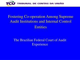 Fostering Co-operation Among Supreme Audit Institutions and Internal Control Entities