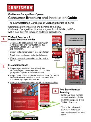Craftsman Garage Door Opener Consumer Brochure and Installation Guide