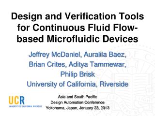 Design and Verification Tools for Continuous Fluid Flow-based Microfluidic Devices
