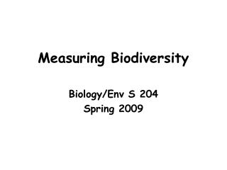 Measuring Biodiversity