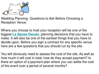 Wedding Planning- Questions to Ask Before Choosing a Recepti