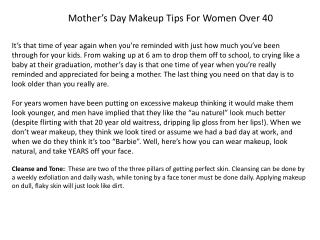 Mother’s Day Makeup Tips F or W omen O ver 40