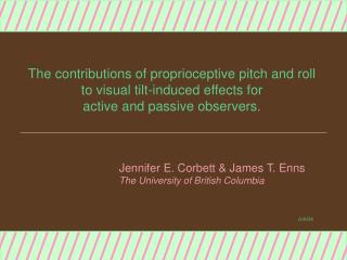 The contributions of proprioceptive pitch and roll to visual tilt-induced effects for active and passive observers.