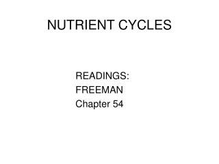 NUTRIENT CYCLES