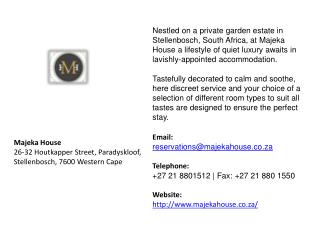 Majeka Guest House Accommodation Stellenbosch Western Cape