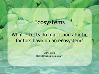 Ecosystems What effects do biotic and abiotic factors have on an ecosystem?