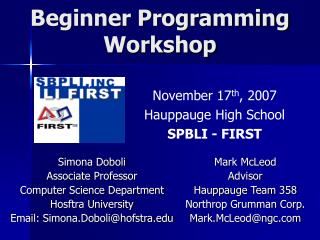 Beginner Programming Workshop