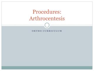 Procedures: Arthrocentesis