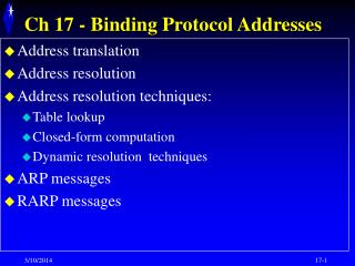 Ch 17 - Binding Protocol Addresses