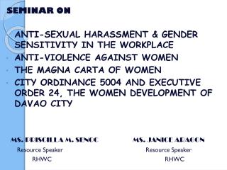 SEMINAR ON ANTI-SEXUAL HARASSMENT & GENDER SENSITIVITY IN THE WORKPLACE