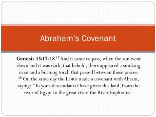 Abraham’s Covenant