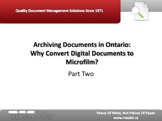 Archiving Documents in Ontario Part Two