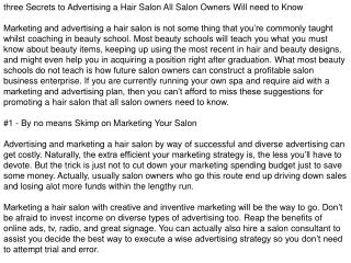 Marketing a Hair Salon