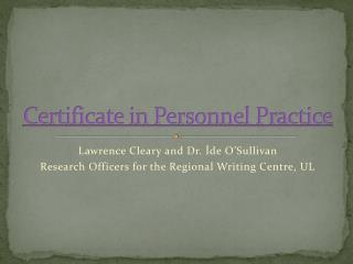 Certificate in Personnel Practice