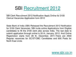 SBI advertisement for clerical cadre post