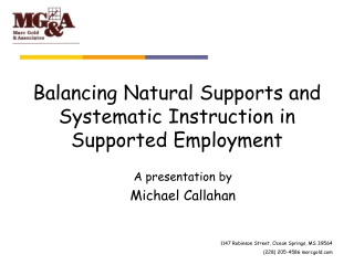Balancing Natural Supports and Systematic Instruction in Supported Employment