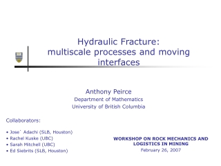 Hydraulic Fracture: multiscale processes and moving interfaces